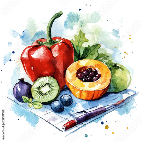 A watercolor painting of calorie burn strategies, isolated on a white background. Calorie burn strategies vector.

