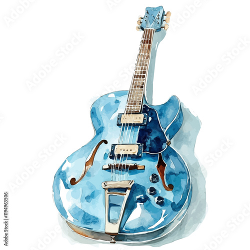 A watercolor of blues, isolated on a white background. Blues vector.
