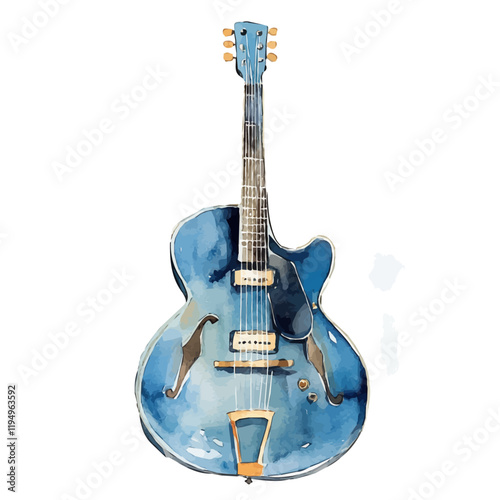 A watercolor of blues, isolated on a white background. Blues vector.
