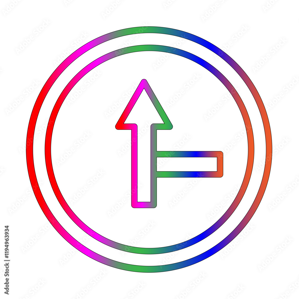 Side road right icon line gradient icon