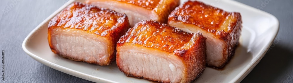 Crispy fried pork belly slices, served with a sweet and tangy glaze Crispy fried pork belly slices, served with a sweet and tangy glaze