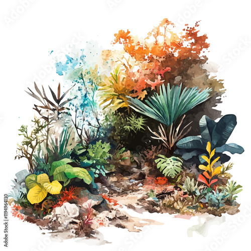 A watercolor vector of biodiversity loss, isolated on a white background. Biodiversity loss vector.
