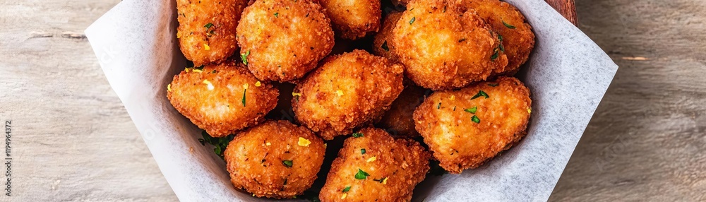 Crispy fried pork bites tossed with a zesty lemon herb seasoning Crispy fried pork bites tossed with a zesty lemon herb seasoning