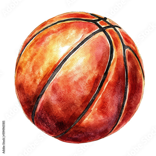 A watercolor drawing of basketball, isolated on a white background. Basketball vector.
