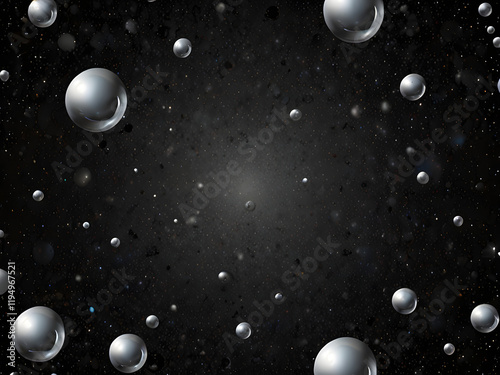 Big black cosmic silver space full of Thousan little water Bubbles floating sparkling ramdomly over a deep black magic silver space photo