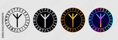 Scandinavian rune Algiz  in different design variations.