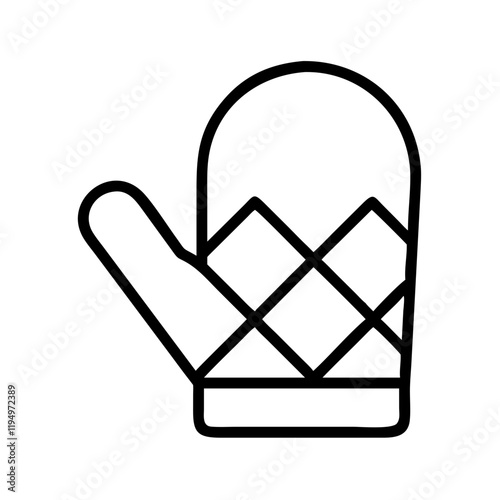 oven mitt icon, oven mitt line art - simple line art of oven mitt, perfect for oven mitt logos and icons and themed design 