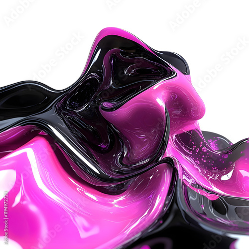 abstract pink black fluid glass isolated