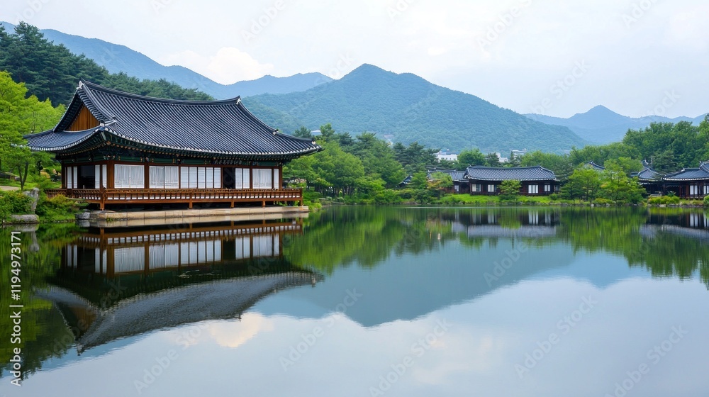 Traditional Pavilion by Calm Lake Traditional Pavilion by Calm Lake