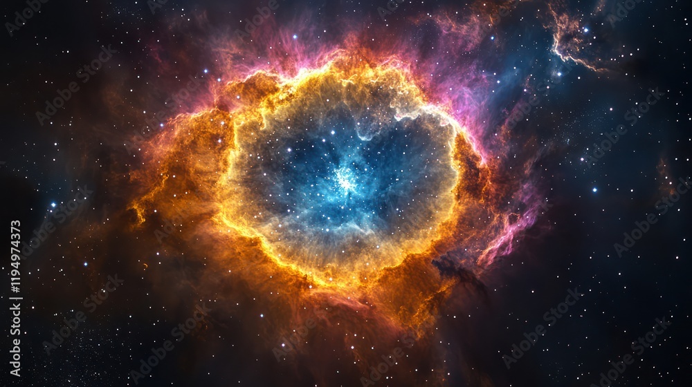 Cosmic Nebula: A Celestial Tapestry of Orange and Blue Cosmic Nebula: A Celestial Tapestry of Orange and Blue