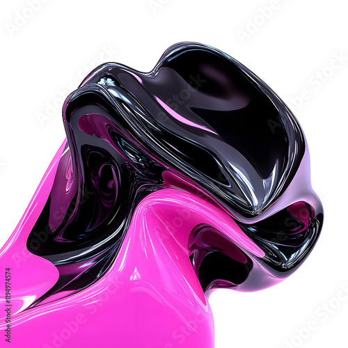 abstract pink black fluid glass isolated