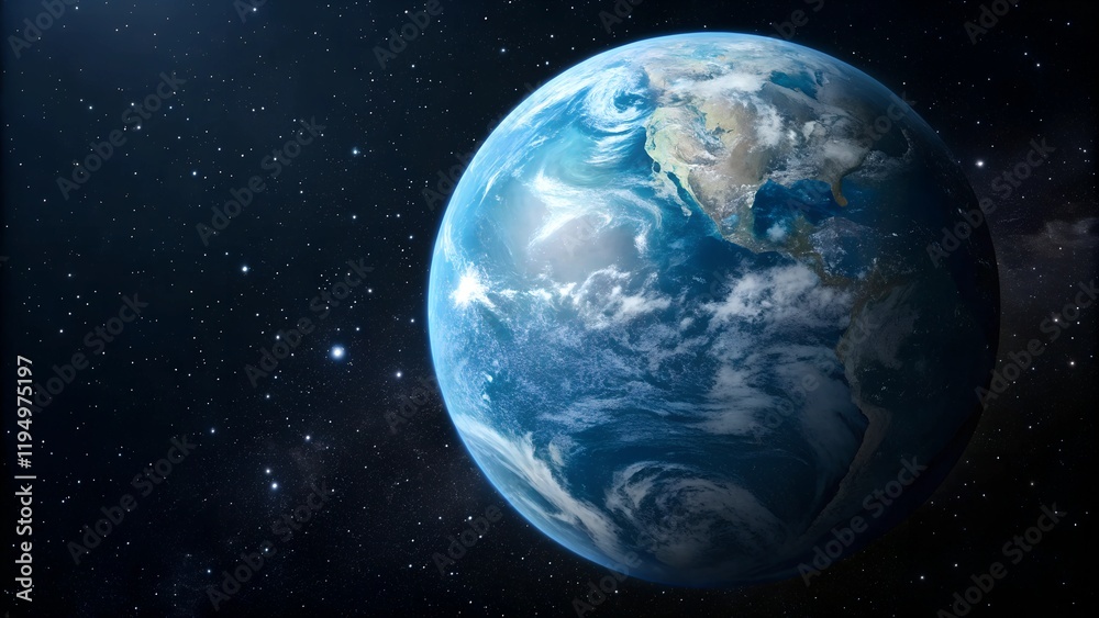 Naklejka premium This image presents a stunning view of Earth from space