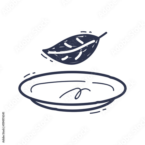 A leaf above a plate symbolizes healthy, plant-based eating.