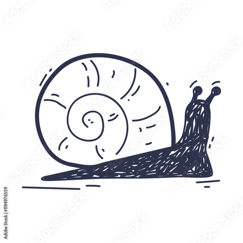 Illustration of a snail with a spiral shell, symbolizing slow progress and patience.