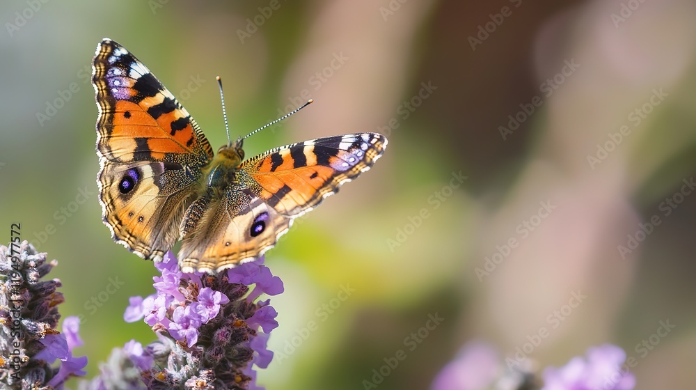 Close-Up Butterfly on Flower with Blurred Floral Background and Copy Space: Blooming Spring Meadow with Wildflowers and Colorful Butterfly for Nature Wildlife Banner, Poster, and Postcard Design Close-Up Butterfly on Flower with Blurred Floral Background and Copy Space: Blooming Spring Meadow with Wildflowers and Colorful Butterfly for Nature Wildlife Banner, Poster, and Postcard Design