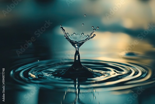 Rippling water creates mesmerizing patterns as droplet makes con photo