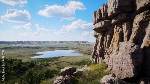 Scenic Lake and Cliff Landscape