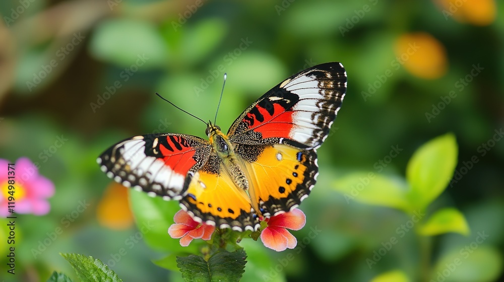 Close-Up Butterfly on Flower with Blurred Floral Background and Copy Space: Blooming Spring Meadow with Wildflowers and Colorful Butterfly for Nature Wildlife Banner, Poster, and Postcard Design Close-Up Butterfly on Flower with Blurred Floral Background and Copy Space: Blooming Spring Meadow with Wildflowers and Colorful Butterfly for Nature Wildlife Banner, Poster, and Postcard Design