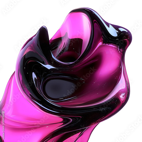 abstract pink black fluid glass isolated