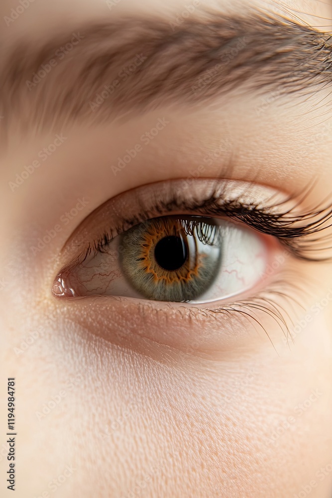 Obraz premium Close-up view of an eye showcasing intricate patterns and vibran