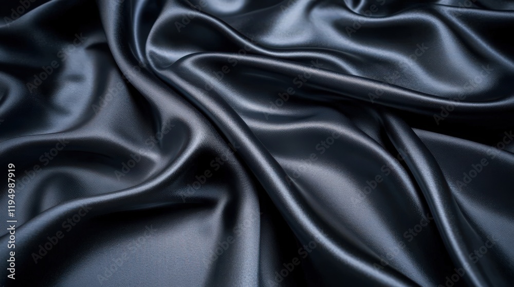 Wavy satin fabric texture in shades of dark gray and blue with light reflection Wavy satin fabric texture in shades of dark gray and blue with light reflection