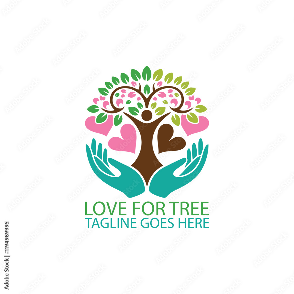 Obraz premium Love For Tree Logo Design