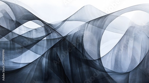 Wallpaper Mural Abstract flowing waves in shades of blue and gray, emphasizing movement and fluidity, perfect for modern design projects. Torontodigital.ca