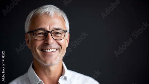 successful mature businessman, professional portrait of amiddle age leader male business leader and investor, banner, copy space