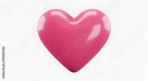 A vibrant pink heart isolated with a transparent background.