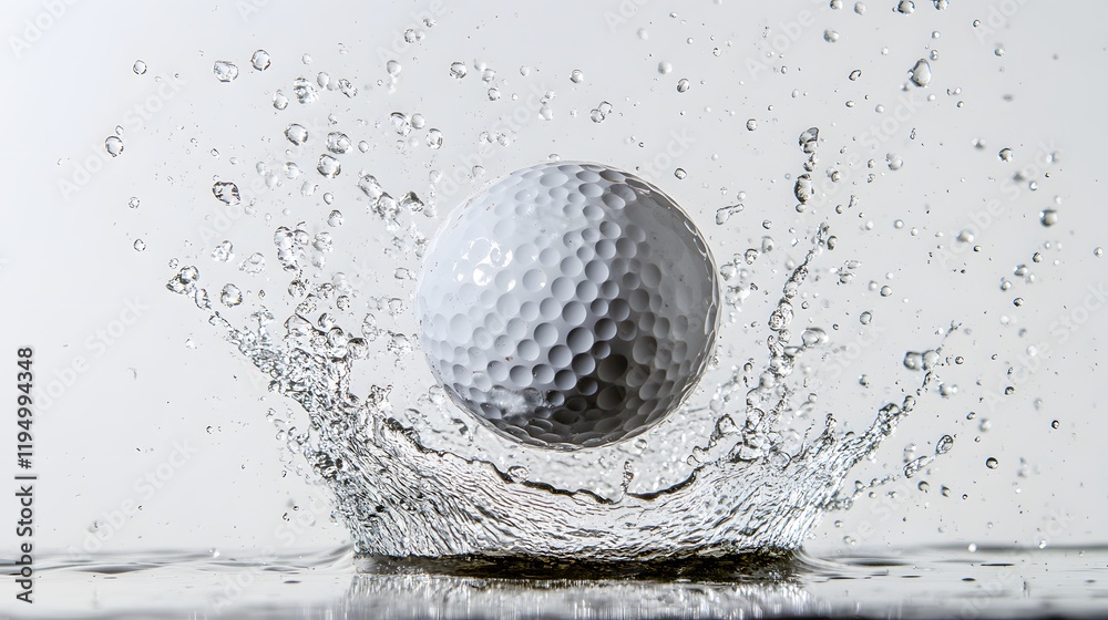 Golf ball impacting water creating a splash Golf ball impacting water creating a splash