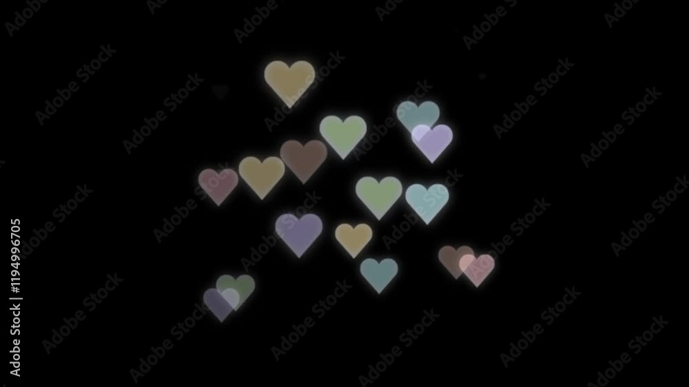 Beautiful Heart Glittering. Valentine's Day hearts 3d abstract falling particles background animation
