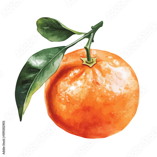 A watercolor illustration of Tangerine, isolated on a white background. Tangerine vector.
