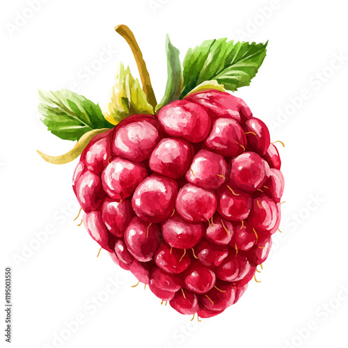 A watercolor vector of Raspberry, isolated on a white background. Raspberry vector.
