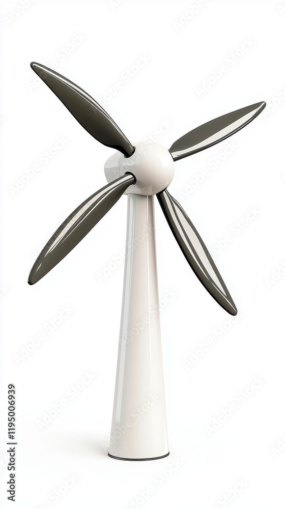 A wind turbine with a white base and a black and grey top A wind turbine with a white base and a black and grey top