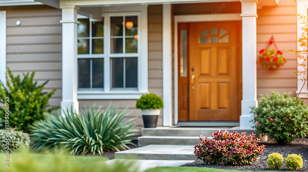 Fototapeta premium Dream House Exterior: Stunning Home Architecture, Landscaping, and Curb Appeal