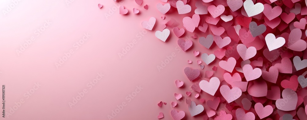 Romantic Heart Petals in Soft Pink and Red Tones, Forming a Border on a Pink Background for a Valentine's Day Theme Romantic Heart Petals in Soft Pink and Red Tones, Forming a Border on a Pink Background for a Valentine's Day Theme