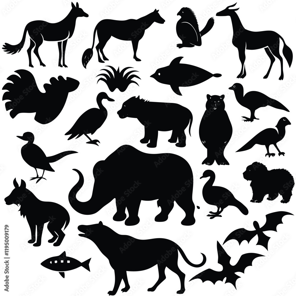 Fototapeta premium set of animals silhouettes