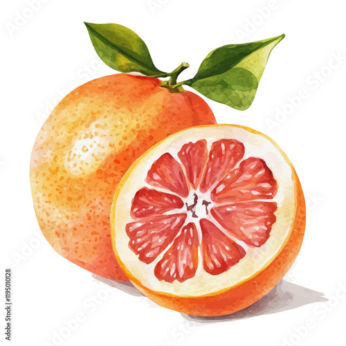 A watercolor clipart of Grapefruit, isolated on a white background. Grapefruit vector.
