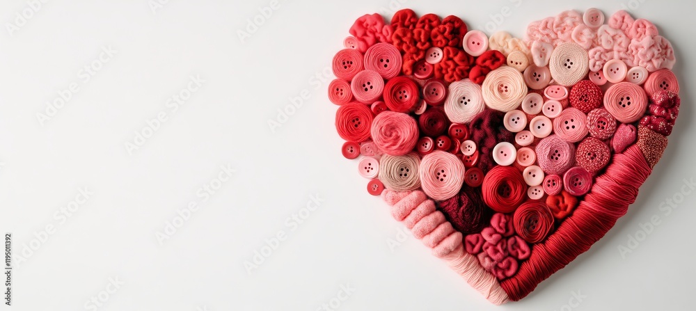 Valentine s Day. Red And Pink Buttons Arranged In Shape Of Heart On White Background Valentine s Day. Red And Pink Buttons Arranged In Shape Of Heart On White Background