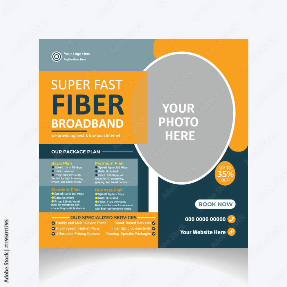 Internet broadband social media post design template Internet broadband social media post design template