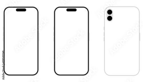 白いスマートフォンのイラストセット