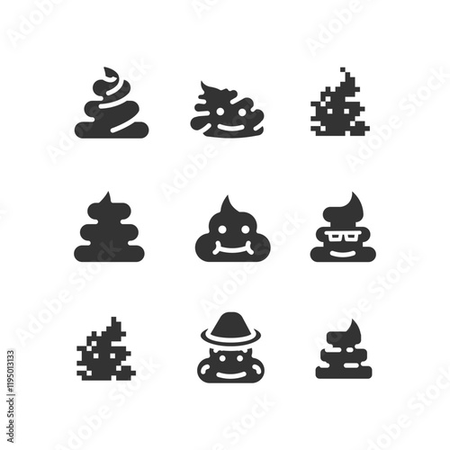 set of poop icon isolated on white background