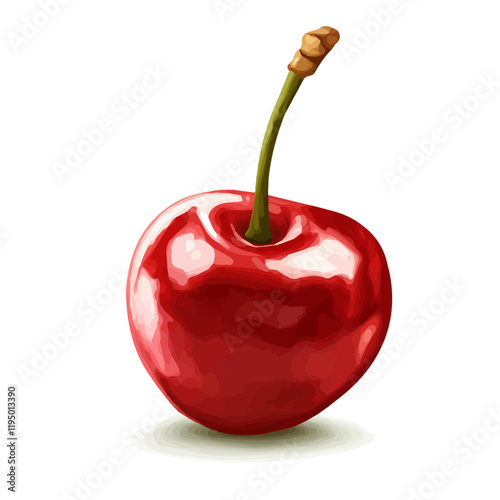 A watercolor illustration of Cherry, isolated on a white background. Cherry vector.
