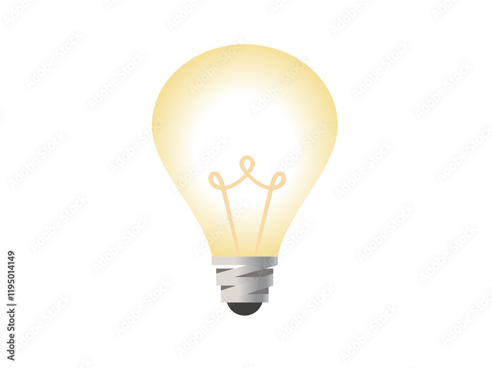 Liight incandescent bulb icon with a silver base with soft, yellow white glow Liight incandescent bulb icon with a silver base with soft, yellow white glow