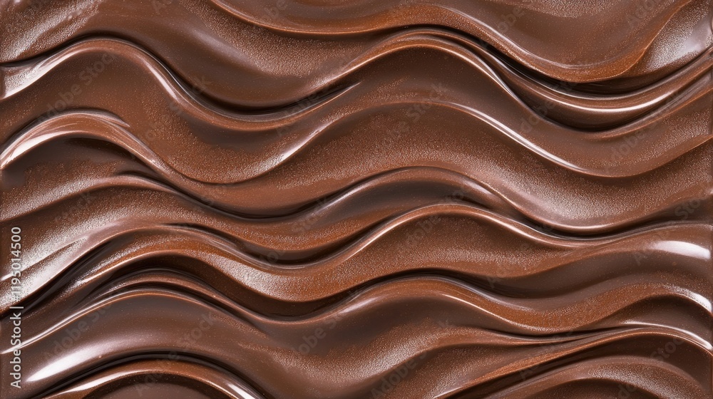 Naklejka premium Glossy chocolate waves with natural ripples, providing an elegant and clean composition.