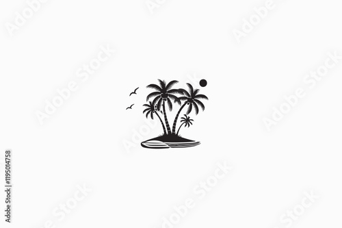 Palm tree vector silhouette black and white image made by adobe illustrator.eps