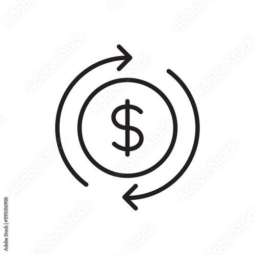 Cash flow icon Thin line vector