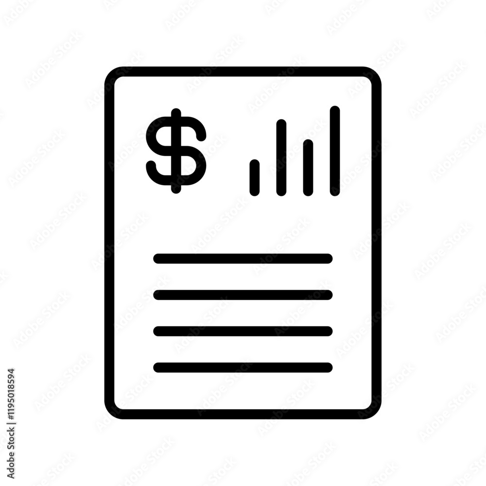 Financial report icon Thin line vector Financial report icon Thin line vector