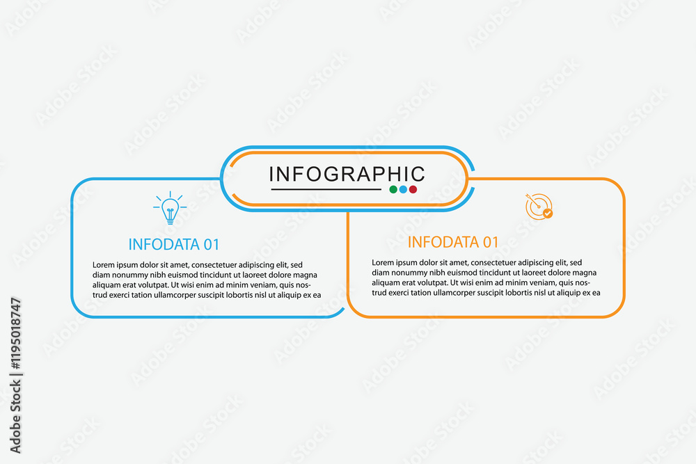 Obraz premium 2 Steps Infographics Design Template - Graph, Pie chart, workflow layout, squire diagram, brochure, report, presentation, web design Editable Vector