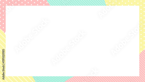 ポップな幾何学フレーム　ドットストライプ